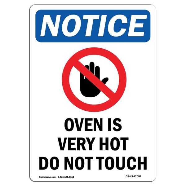OSHA Sign, Oven Is Very Hot Do With Symbol, 5in X 3.5in Decal, 10PK, 3.5" W, 5" H, Portrait, PK10